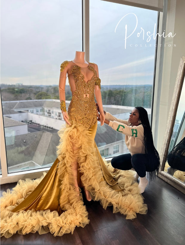 Gold Prom Gown Porshia Collection Gold Prom Gown Porshia Collection