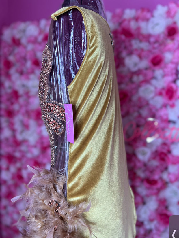 Gold Feather dress Porshia Collection Gold Feather dress Porshia Collection